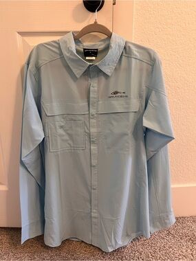 Grundéns Men's Light Blue Long-Sleeve Fishing Button-Down Shirt